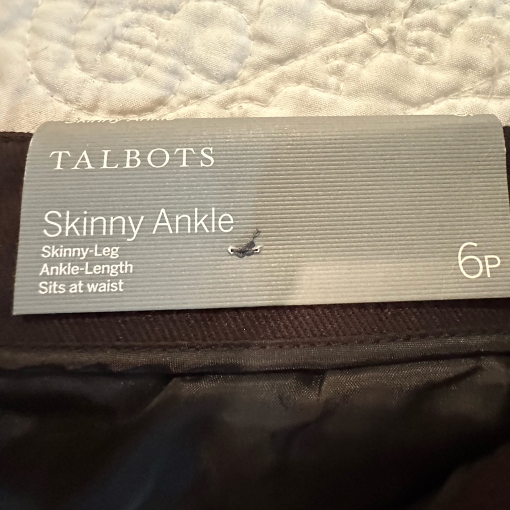 NWT Talbots Skinny Leg Ankle Pants - size 6 -Petite- Chocolate Brown
